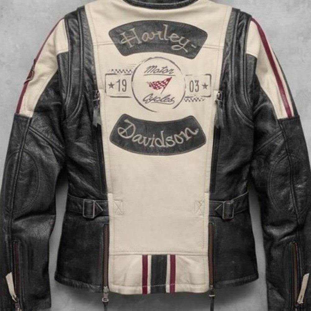 Authentic Harley Davidson Women's Alyssa Distressed Leather Jacket Medium EUC‍‍﻿